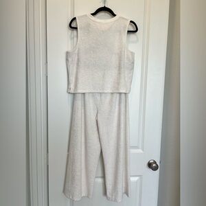 Z Supply Cream Lounge Set Tank Small Pants Medium Wide Leg Textured